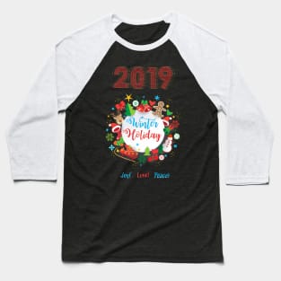 2019 Winter Holiday Christmas & Happy New Year Symbols Baseball T-Shirt